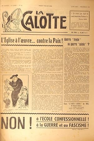 La Calotte. Mensuel. N° 61 (4e série). Directeur, rédacteur, imprimeur :André Lorulot. Juin 1960.