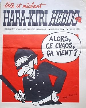 "Hara-Kiri Hebdo N° 14. Prolongement hebdomadaire du mensuel Hara-Kiri. "Bête et méchant". Reiser...