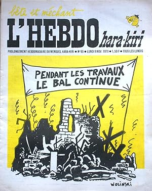 "L'hebdo Hara-Kiri N° 93. Prolongement hebdomadaire du mensuel Hara-Kiri. "Bête et méchant". Reis...