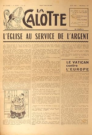 La Calotte. Mensuel. N° 50 (4e série). Directeur, rédacteur, imprimeur : André Lorulot. Juin 1959.