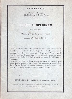 Recueil spécimen de musique choisie parmi les plus grands succès du jour à Paris. Vers 1920.