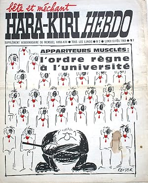 "Hara-Kiri Hebdo N° 2. Supplément hebdomadaire du mensuel Hara-Kiri. "Bête et méchant". Reiser - ...
