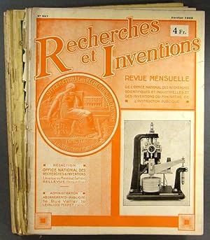 Recherches et inventions. Revue mensuelle. 7 numérox entre 1936 et 1939. Série incomplète de 7 nu...
