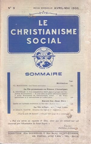 Le christianisme social 1935 N° 3. Avril-mai 1935.
