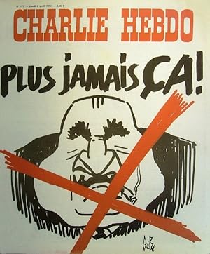 Charlie Hebdo N° 177. Couverture de Gébé : Plus jamais ça! 8 avril 1974.