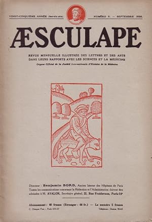 Aesculape 1935 : N° 9. Scrofules, gourmons et écrouelles, l'olive et son huile, les anabaptistes ...