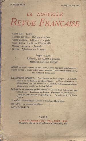 La Nouvelle revue française N° 180. 1er septembre 1928.