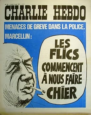 Charlie Hebdo N° 38. Couverture de Cabu : Les flics commencent à nous faire chier. 9 août 1971.