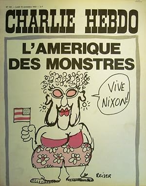Charlie Hebdo N° 104. Couverture de Reiser : L'Amérique des monstres. 13 novembre 1972.