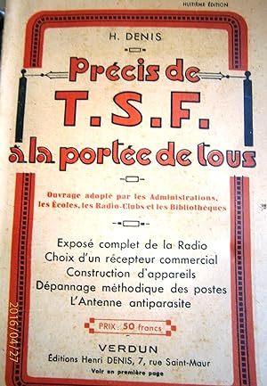 Précis de T.S.F. à la portée de tous. Sans date. Vers 1930.