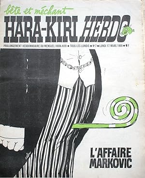 "Hara-Kiri Hebdo N° 7. Prolongement hebdomadaire du mensuel Hara-Kiri. "Bête et méchant". Reiser ...
