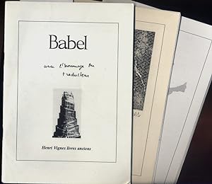Henri Vignes, livres anciens. 3 catalogues de vente. (Babel, avec l'hommage du traducteur - Lectu...