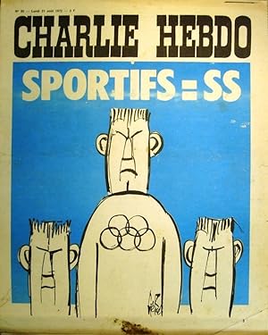 Charlie Hebdo N° 92. Couverture de Gébé: Sportifs = SS! 21 août 1972.