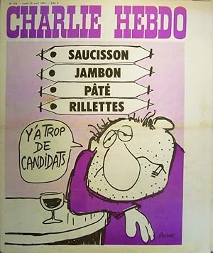 Charlie Hebdo N° 179. Couverture de Reiser : Y'a trop de candidats. 22 avril 1974.