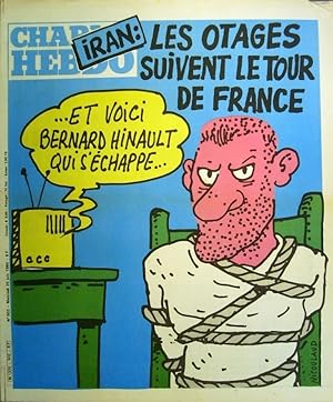 Charlie Hebdo N° 512. Couverture de Nicoulaud : Les otages suivent le tour de France. 25 juin 1980.