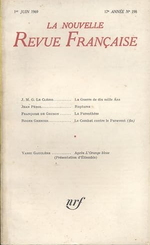 La Nouvelle revue française N° 198. 1er juin 1969.
