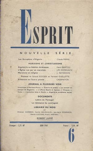 Revue Esprit. 1961, numéro 6. Marxisme et christianisme. Juin 1961.