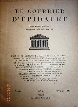 Le Courrier d'Epidaure 1935 N° 2. Février 1935.