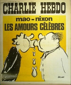 Charlie Hebdo N° 67. Couverture de Reiser : Mao-Nixon, les amours célèbres. 28 février 1972.