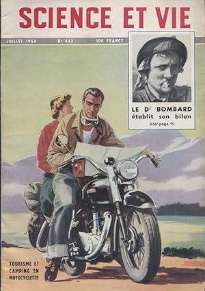 Science et vie N° 442. En couverture : Tourisme et camping en motocyclette Juillet 1954.