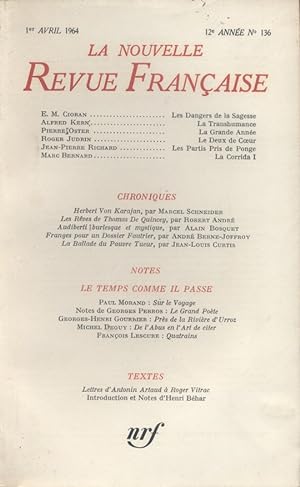 La Nouvelle revue française N° 136. 1er avril 1964.