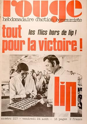 Rouge N° 217. Hebdomadaire de la ligue communiste. Tout pour la victoire de Lip. 24 août 1973.