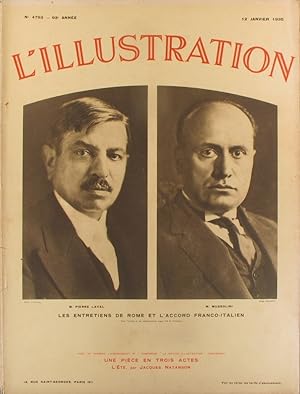 L'Illustration N° 4793. Accord franco-italien : Laval et Mussolini en couverture - Le château de ...