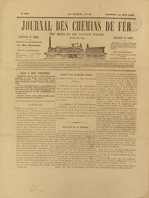 Journal des chemins de fer des mines et des travaux publics N° 820. Samedi 24 mai 1856.