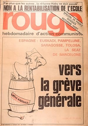 Rouge N° 288. Hebdomadaire d'action communiste. Espagne, vers la grève générale. 21 février 1975.
