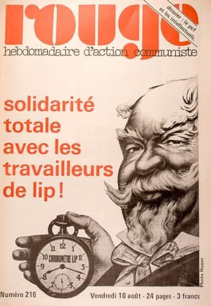 Rouge N° 216. Hebdomadaire de la ligue communiste. Solidarité avec les travailleurs de Lip! 10 ao...