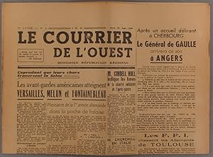 Le Courrier de l'Ouest. Première année - N° 2. Le Général de Gaulle arrivera ce soir à Angers. 22...