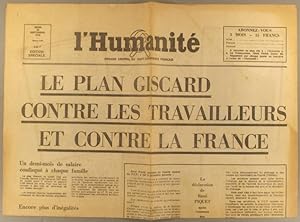 L'Humanité. Tract d'une page. Organe central du Parti communiste français. 23 septembre 1976.