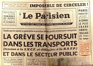 Le Parisien libéré. 5 juin 1968. La grève se poursuit dans les transports et dans le secteur publ...