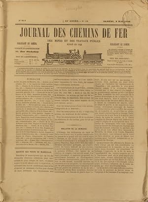 Journal des chemins de fer des mines et des travaux publics N° 817. (incomplet) Avec 2 supplément...