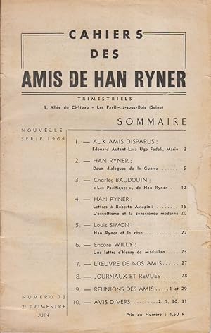 Cahiers ds amis de Han Ryner N° 73. trimestriel.