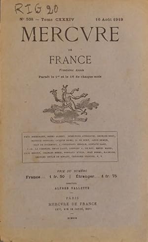 Mercure de France N° 508. Articles de P. Vergelez (La Réforme Administrative) - Georges Soulié de...