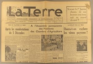La Terre. N° 46. Hebdomadaire communiste de défense des paysans de France. Première année. 11 déc...