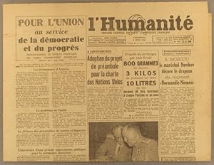 L'Humanité. Nouvelle série N° 256. Organe central du Parti communiste français. 8 juin 1945.