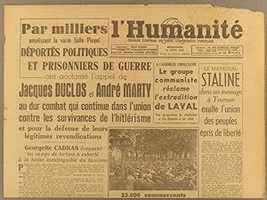 L'Humanité. Nouvelle série N° 260. Organe central du Parti communiste français. 13 juin 1945.