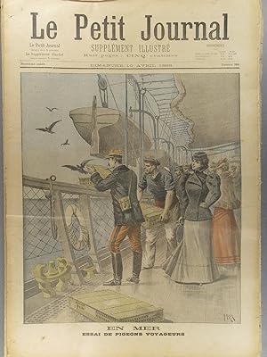 Le Petit journal - Supplément illustré N° 386 : En mer : Essai de pigeons voyageurs à bord du Tra...
