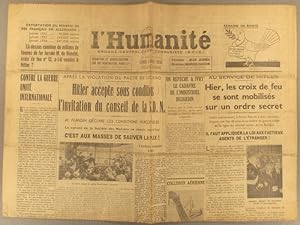 L'Humanité N° 13 604. Organe central du Parti communiste (S.F.I.C.). 16 mars 1936.