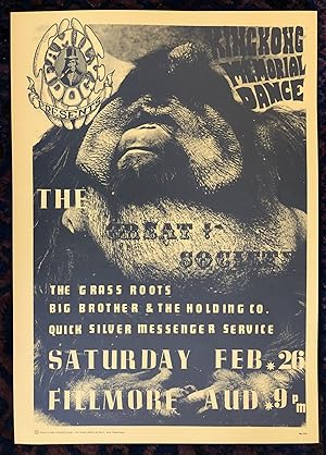 (Rock Poster) KING KONG MEMORIAL DANCE. THE GREAT SOCIETY. Family Dog Presents. 1966