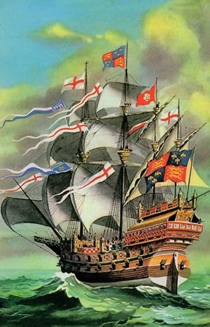 Pirate The Great Harry Ship Ladybird Childrens Book 1960s Painting Postcard