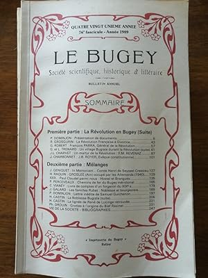 Le Bugey Société scientifique historique et littéraire 1989 - Plusieurs auteurs - 81e année 76e f...