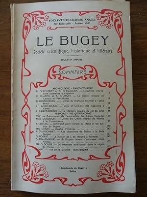 Le Bugey Société scientifique historique et littéraire 1981 - Plusieurs auteurs - 73e année 68e f...