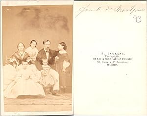 CDV Laurent, Madrid, Le Duc et la Duchesse de Montpensier et leurs enfants, circa 1860