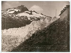 Suisse, Valais, Glacier du Rhône, Rhonegletscher, depuis l'Hôtel Belvédère, circa 1895