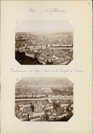 France, Lyon, panoramas de la ville tirés de la coupole de Fourvières