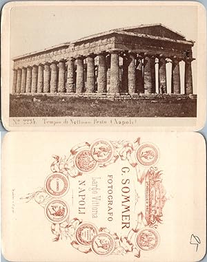Italie, Italia, Ruines de Paestum près de Naples, Temple de Neptune ou Poséidon, circa 1860