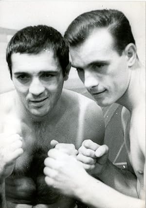 Boxe, Marcel Cerdan (gauche) et Robert Gallois